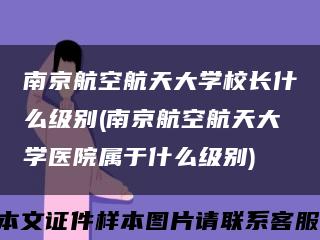 南京航空航天大学校长什么级别(南京航空航天大学医院属于什么级别)缩略图