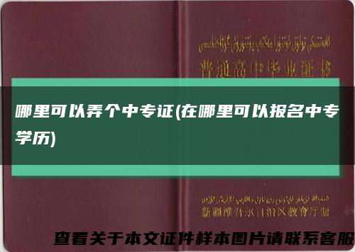 哪里可以弄个中专证(在哪里可以报名中专学历)缩略图