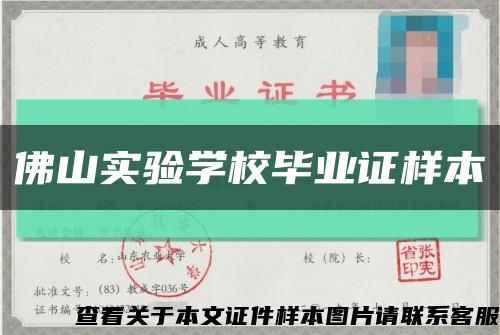 佛山实验学校毕业证样本缩略图