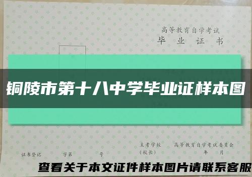 铜陵市第十八中学毕业证样本图缩略图