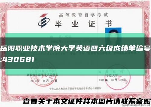 岳阳职业技术学院大学英语四六级成绩单编号:430681缩略图