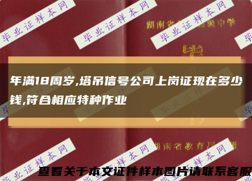 年满18周岁,塔吊信号公司上岗证现在多少钱,符合相应特种作业缩略图