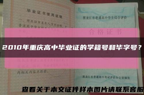 2010年重庆高中毕业证的学籍号和毕字号？缩略图