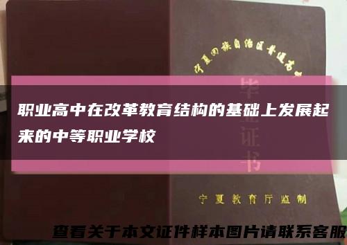 职业高中在改革教育结构的基础上发展起来的中等职业学校缩略图