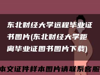 东北财经大学远程毕业证书图片(东北财经大学距离毕业证图书图片下载)缩略图