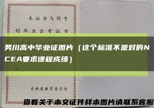 务川高中毕业证图片（这个标准不是对的NCEA要求课程成绩）缩略图