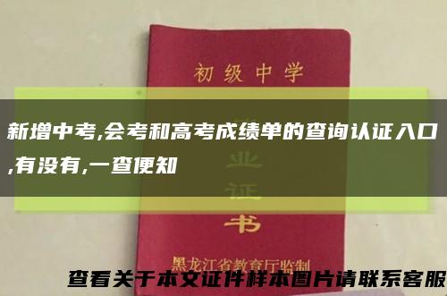 新增中考,会考和高考成绩单的查询认证入口,有没有,一查便知缩略图