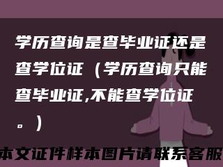 学历查询是查毕业证还是查学位证（学历查询只能查毕业证,不能查学位证。）缩略图