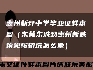 惠州新圩中学毕业证样本图（东莞东城到惠州新威镇橄榄树坑怎么坐）缩略图