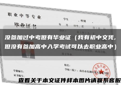 没参加过中考但有毕业证（我有初中文凭,但没有参加高中入学考试可以去职业高中）缩略图