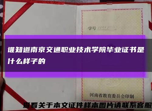 谁知道南京交通职业技术学院毕业证书是什么样子的缩略图