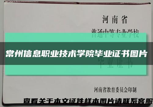 常州信息职业技术学院毕业证书图片缩略图