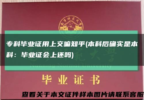 专科毕业证用上交嘛知乎(本科后确实是本科：毕业证会上还吗)缩略图