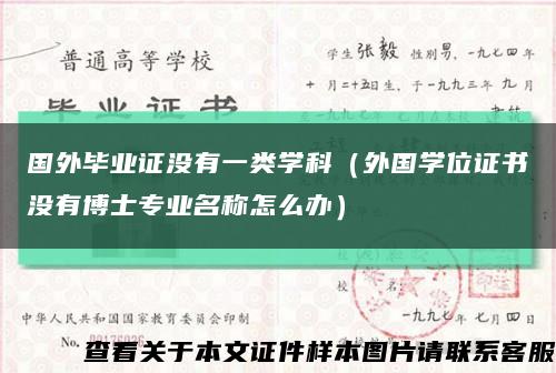 国外毕业证没有一类学科（外国学位证书没有博士专业名称怎么办）缩略图