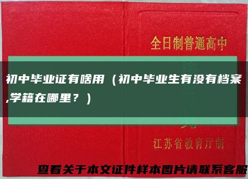 初中毕业证有啥用（初中毕业生有没有档案,学籍在哪里？）缩略图