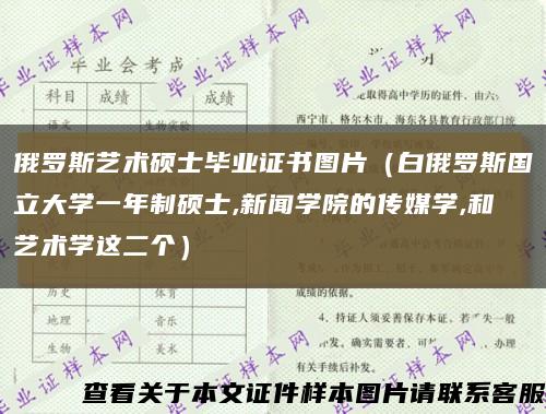 俄罗斯艺术硕士毕业证书图片（白俄罗斯国立大学一年制硕士,新闻学院的传媒学,和艺术学这二个）缩略图