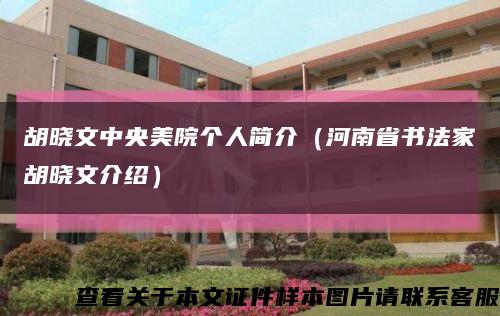 胡晓文中央美院个人简介（河南省书法家胡晓文介绍）缩略图