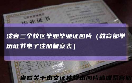 沈音三个校区毕业毕业证图片（教育部学历证书电子注册备案表）缩略图