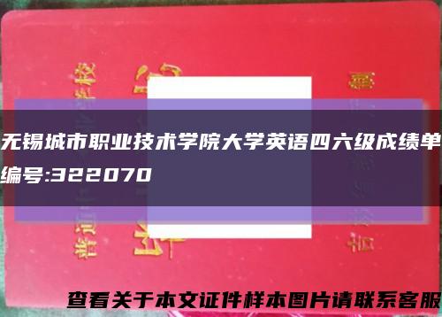 无锡城市职业技术学院大学英语四六级成绩单编号:322070缩略图