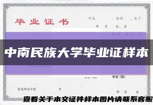 中南民族大学毕业证样本缩略图