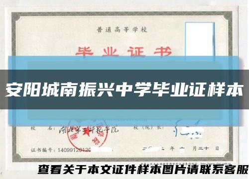 安阳城南振兴中学毕业证样本缩略图