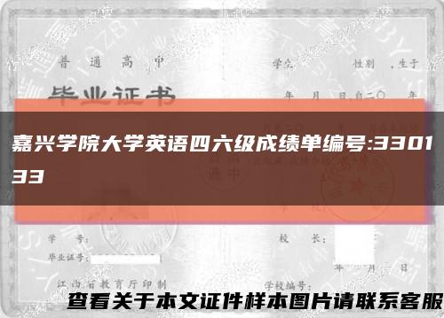 嘉兴学院大学英语四六级成绩单编号:330133缩略图