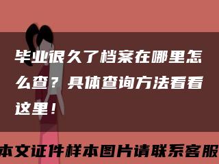 毕业很久了档案在哪里怎么查？具体查询方法看看这里！缩略图