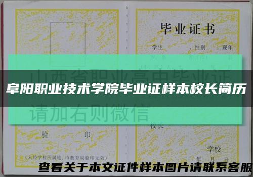 阜阳职业技术学院毕业证样本校长简历缩略图