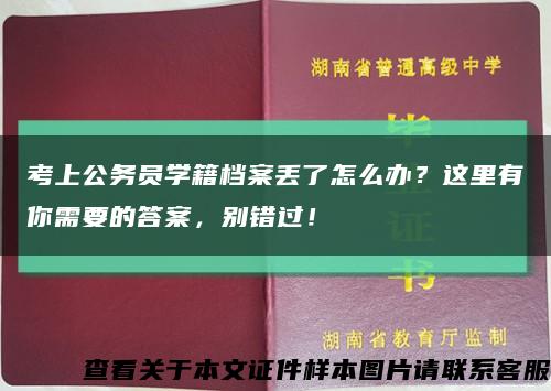 考上公务员学籍档案丢了怎么办？这里有你需要的答案，别错过！缩略图