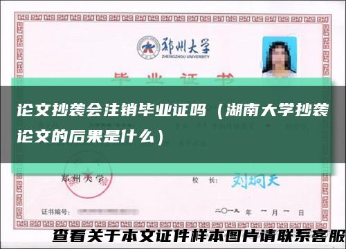 论文抄袭会注销毕业证吗（湖南大学抄袭论文的后果是什么）缩略图