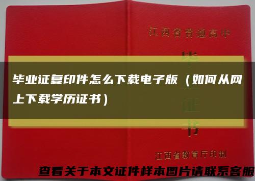 毕业证复印件怎么下载电子版（如何从网上下载学历证书）缩略图