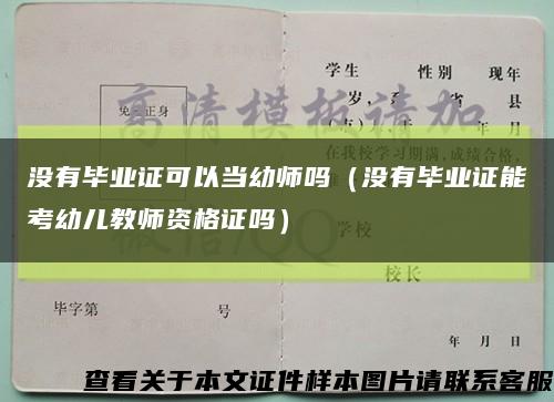 没有毕业证可以当幼师吗（没有毕业证能考幼儿教师资格证吗）缩略图