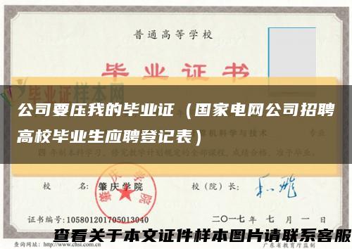 公司要压我的毕业证（国家电网公司招聘高校毕业生应聘登记表）缩略图