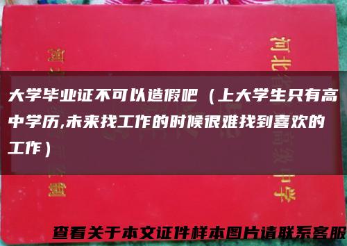 大学毕业证不可以造假吧（上大学生只有高中学历,未来找工作的时候很难找到喜欢的工作）缩略图