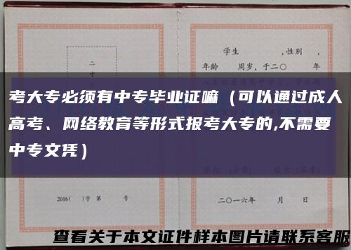 考大专必须有中专毕业证嘛（可以通过成人高考、网络教育等形式报考大专的,不需要中专文凭）缩略图