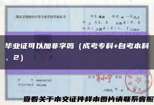 毕业证可以加非字吗（成考专科+自考本科、2）缩略图