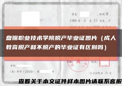 盘锦职业技术学院脱产毕业证图片（成人教育脱产和不脱产的毕业证有区别吗）缩略图