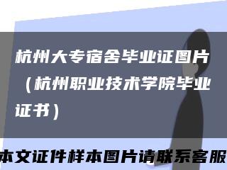 杭州大专宿舍毕业证图片（杭州职业技术学院毕业证书）缩略图