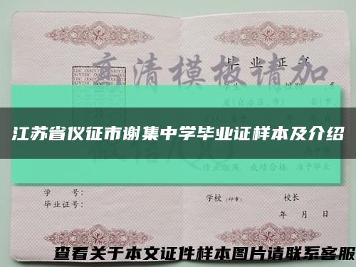 江苏省仪征市谢集中学毕业证样本及介绍缩略图