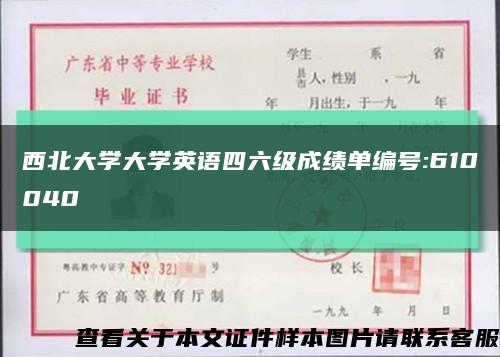 西北大学大学英语四六级成绩单编号:610040缩略图