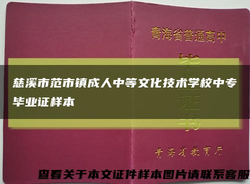 慈溪市范市镇成人中等文化技术学校中专毕业证样本缩略图