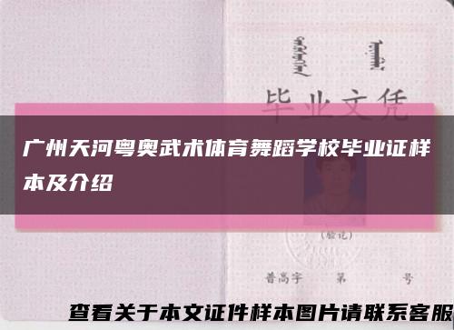 广州天河粤奥武术体育舞蹈学校毕业证样本及介绍缩略图