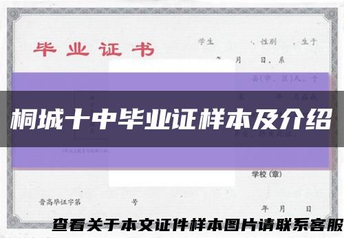 桐城十中毕业证样本及介绍缩略图