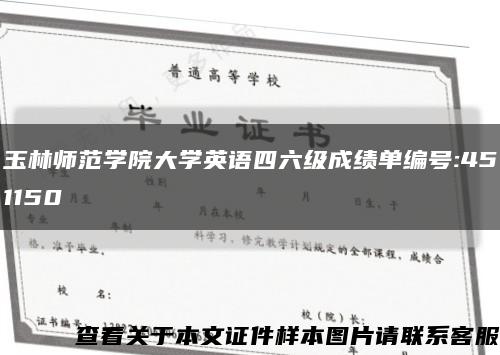 玉林师范学院大学英语四六级成绩单编号:451150缩略图