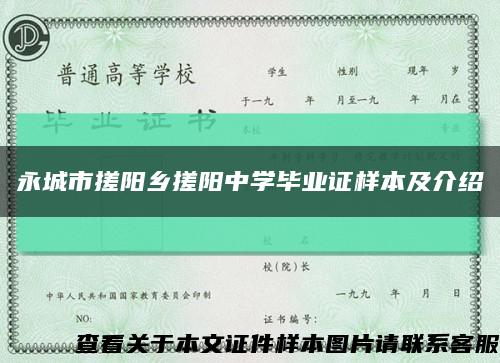 永城市搓阳乡搓阳中学毕业证样本及介绍缩略图