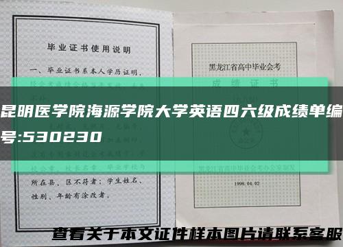 昆明医学院海源学院大学英语四六级成绩单编号:530230缩略图