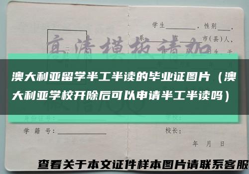 澳大利亚留学半工半读的毕业证图片（澳大利亚学校开除后可以申请半工半读吗）缩略图