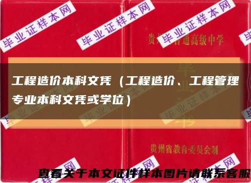 工程造价本科文凭（工程造价、工程管理专业本科文凭或学位）缩略图