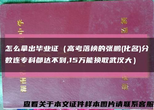 怎么拿出毕业证（高考落榜的张鹏(化名)分数连专科都达不到,15万能换取武汉大）缩略图