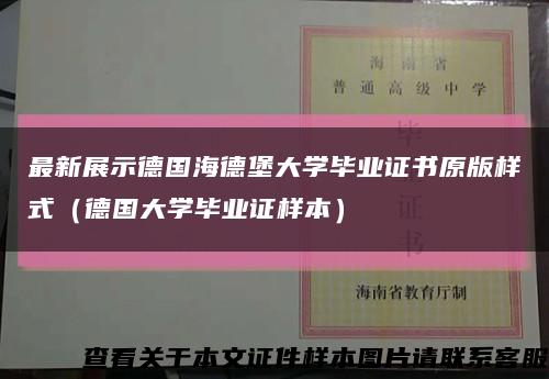 最新展示德国海德堡大学毕业证书原版样式（德国大学毕业证样本）缩略图